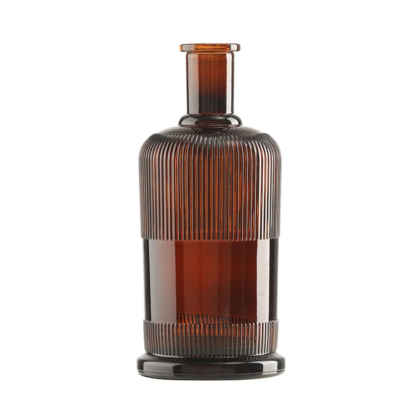 750ml Wide Mouth Striped Glass Bottle